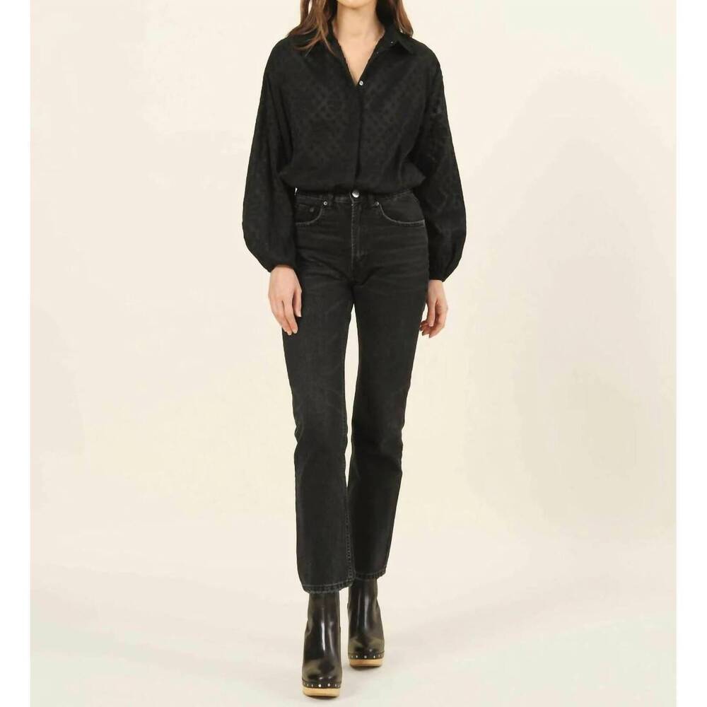 NEW OMIKA nero button front blouse in tanu noir